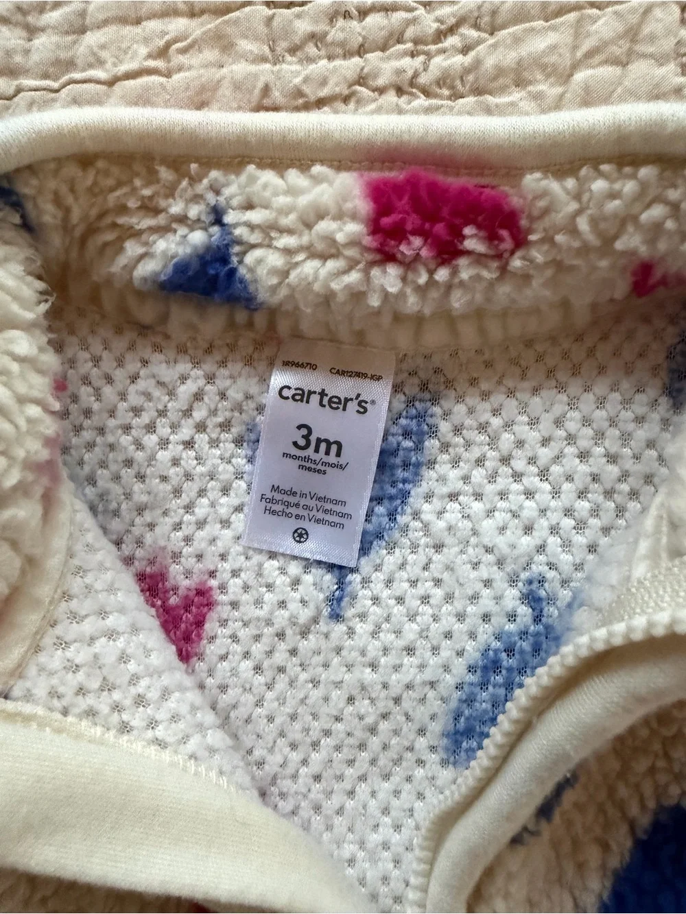 Cozy Sherpa One-Piece with Pink & Blue Tulip Print Carters 3 month